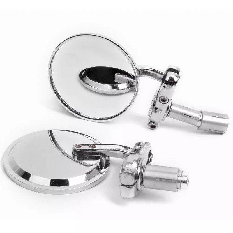 KEEPDSGN 7/8" Bar End Chrome Motorcycle Rearview Mirror Fit For