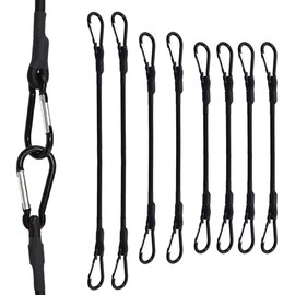 Mini Short Bungee Cords with Carabiner Hooks, SDTC Tech 8-Pack Black Extra Strong Bungee Straps 6", 8", 10" Heavy Duty Elastic Tie Downs Straps for Bike Rack, Kayak Boat (Total Length 10", 12", 14")