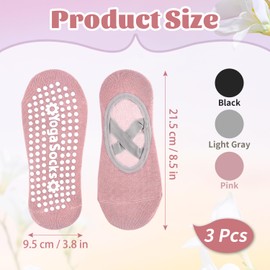 UTXN Yoga Socks, 3 Pairs Yoga Socks for Women Non Slip Grip Socks Pilates with Straps for Pilates, Ballet, Barre, Barefoot Workout, Dance - Sweat Absorption