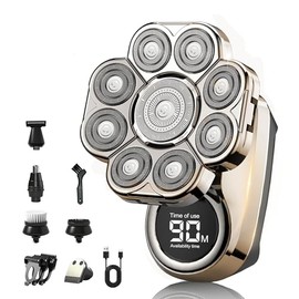 2025 New Bawldy 9.0 Shaver, Bawldy Pro Head Shaver, 9D Floating Blade Heads, Intelligent LED Display IPX7 Waterproof Wet Dry Shaving, Rechargeable Cordless Razor (1 Set Silver)