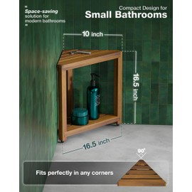 Bluewest 16.5 Inch Corner Shower Stool for Shaving Legs with Storage Shelf