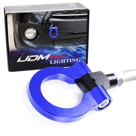 iJDMTOY Blue Track Racing Style Tow Hook Ring Compatible with Mini Cooper (Gen1 R50 R51 R52 R53 R55 Gen2 R56 R57 R58 R59), Made of Lightweight Aluminum
