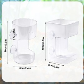 Lyreh 2pcs Fish Tank Feeding Trays, Plastic Transparent Round & Square Feeder Box with 4 Suction Cups Practical Accessories Supplies for Fish Tank Aquarium
