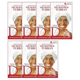DONNA Premium Collection Microfiber Turban | White Quick-Dry Hair Wrap with Gathered Front | Easy Cover-Up, 7PC