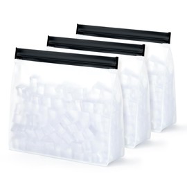 IMPRESA Large Reusable Ice Bag Set - Pack of 3, Clear - Leakproof Zip Closure & Ice Storage for Freezer - Dishwasher Safe & Reusable Freezer Bags for Coolers - 10" x 9" x 3"