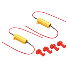 PATIKIL 2 Pieces 50W 2 Ohm Aluminium Case Resistor Housing Wire Resistors Screw Tap Power Resistor Gold Tone