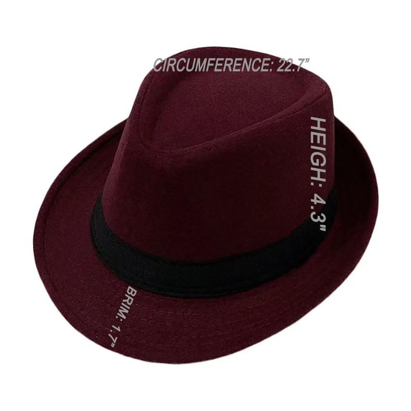 Mens Fedora Hats Classic Manhattan Womens Fedora Hat, Burgundy