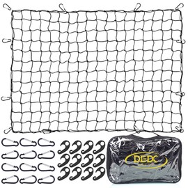 DEDC 4' x 6' Cargo Net for Pickup Truck Bed Stretches to 12' x 18',Universal Heavy Duty Truck Bed Cargo Net for Trailer 4”x4” Latex Bungee Mesh Cargo Net for SUV/Trailer/Ford/Dodge RAM/Chevy/Toyota