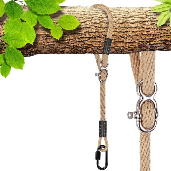 SELEWARE Tree Swing Rope Hammock Tree Straps hanging Kit, Adjustable Rope Fast & Easy to Hang Hammock Chair Swing for Indoor Outdoor Tree Branch Camping Playground Accessories (Beige1, 60 Inch,1 Pack)