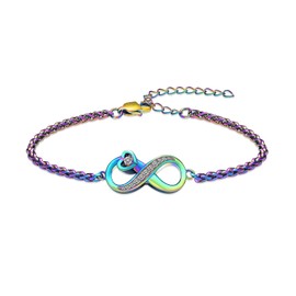 QGJNSGC Infinity Urn Bracelet for Women Men Forever Love Cremation Jewelry for Ashes Link Bracelet Keepsake Memorial Urn Lockets for Human Ashes Urn Bangle Bracelet Jewellery (Rainbow)