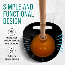 Plunger Tray - Universal Tray Made for Toilet and Sink Plungers - Catch Drips and Keep Germs and Bacteria Contained - Easy to Clean - Black - Pack of 2