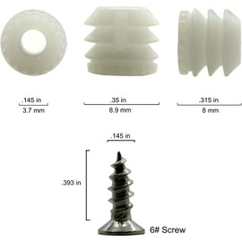 ZERO HOME 100 Pack Plastic Hinge Dowel Inserts with Screws White Dowels Door Cabinet for Drawer Bed Table Repair Mounting Replacement Bathroom Kitchen Hardware