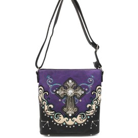 Zelris Western Silver Cross Turquoise Women Conceal Carry Crossbody Messenger (Purple)
