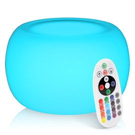 MoNiBloom 16" LED Cocktail Table for Bar with Remote, Rechargeable16 RGB Colors Changing Light-Up Pub Table, Drum