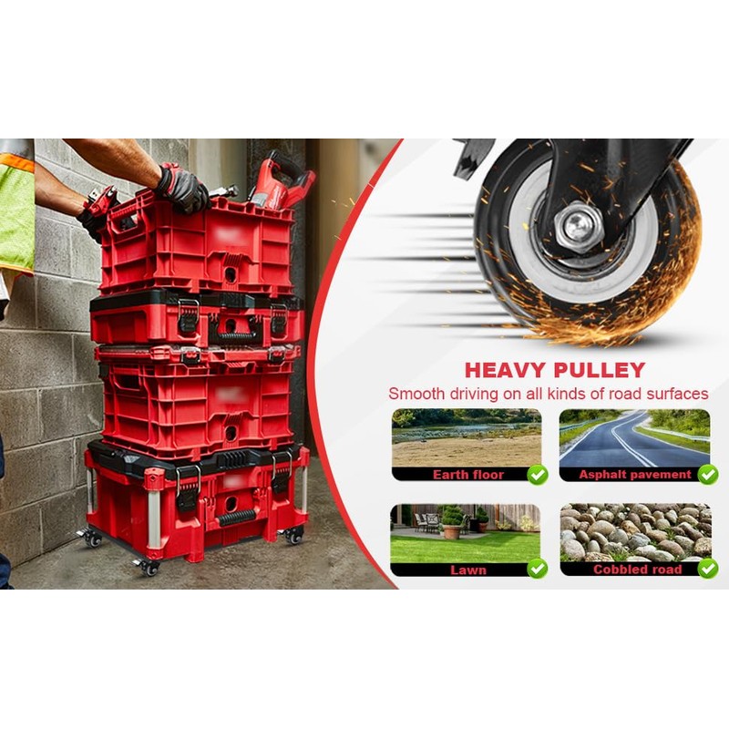Upgrade Tool Box Dolly Compatible with Milwaukee PACKOUT(TM) Series Modular