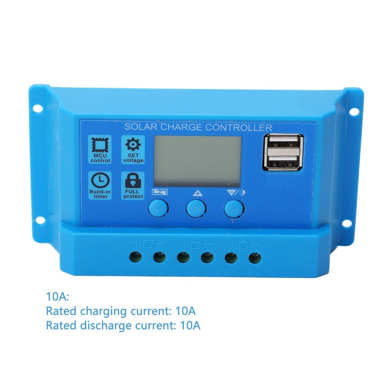 Solar Panel Controller, Blue Parameter Adjustable LCD Display PWM MPPT