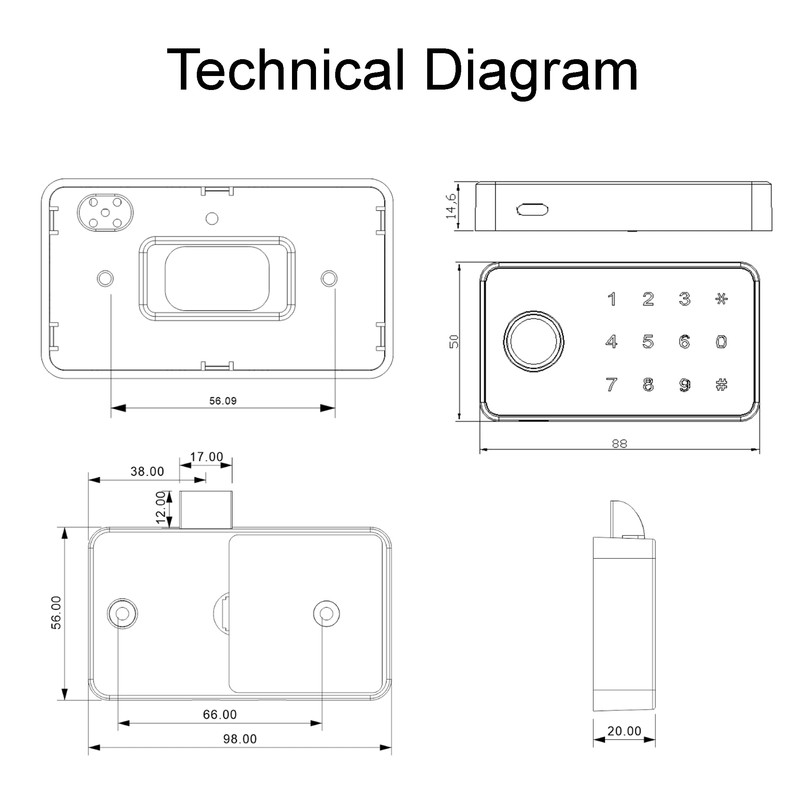 Blusafe Symphony Smart Cabinet Lock, RFID Card NFC, Bluetooth App,