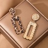 Solighter Leopard Print Hollow Geometric Large Square Dangle Stud Earrings
