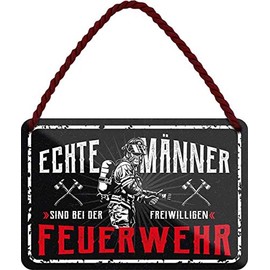 N / A Echte Männer sind bei der Freiwilligen Feuerwehr HS517 Hanging Sign 18 x 12 cm
