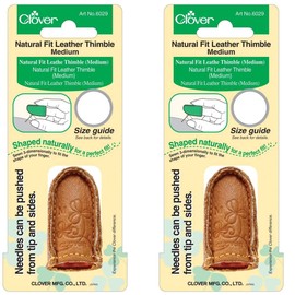 Clover Medium Natural Fit Leather Thimble (Pack of 2)