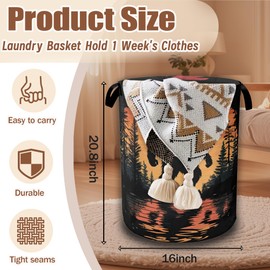 Bigfoot Laundry Hamper,Sunset Forest Laundry Baskets,Waterproof Oxford Cloth Toy Storage for Bedroom,Bathroom,Nursery,16x20.8 Inch