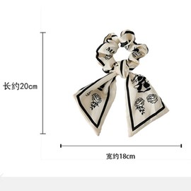 women's bow hair scrunchies vintage temperament hair tie hair rope (White)