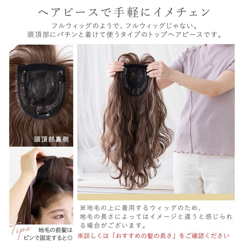BrightLala p257-BK Bangs Wig, Partial Wig, Hair Extension, Natural, Long