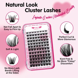 Lash Clusters, 96 Pcs Individual Lashes Natural Look Cluster Lashes DIY Lash Extension 8-16mm Eyelash Clusters Wispy Natural Lashes Super Thin Band Reusable(Modest,D-8-16mix)