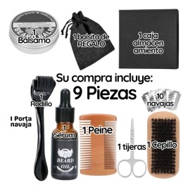 Kit Aseo Y Cuidado Barba Bigote Cuchillas Afeitado Men 9pcs