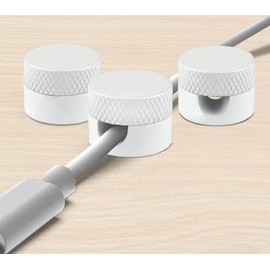 GCDS Home Cable Cord Organizer Holder, Durable Self-Adhesive, Cable Management, Design for Desk, Nightstand, Car & Office, (White)