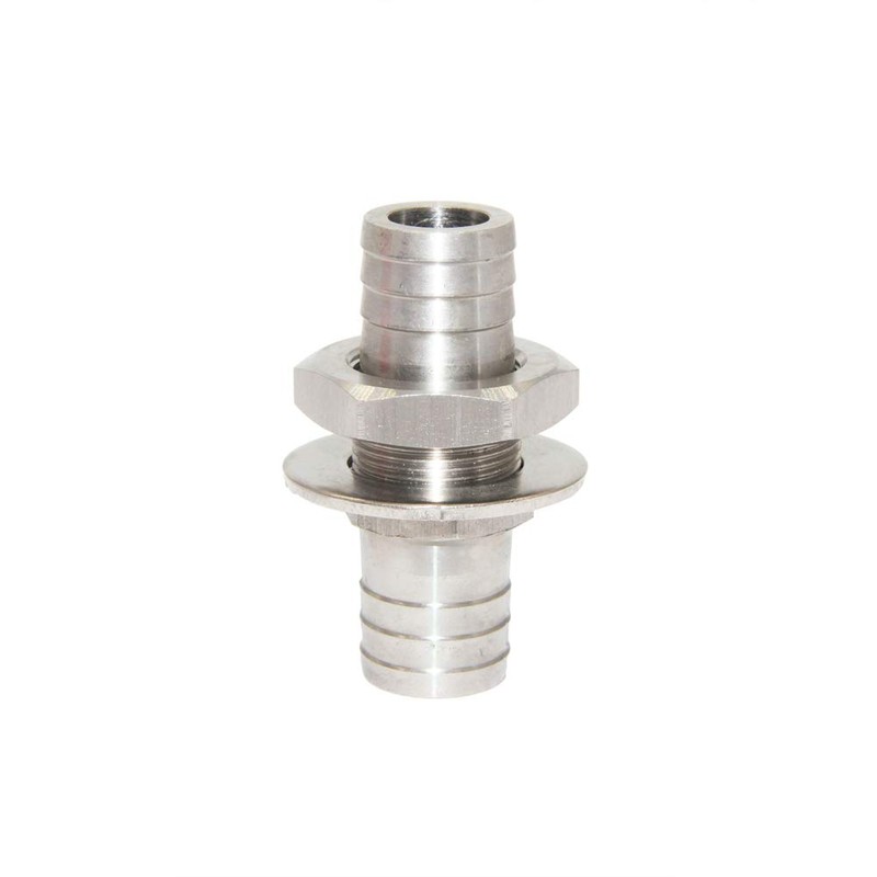 Beduan 1/2" Hose Barb Thru-Bulk Bulkhead Straight Hex Union Stainless