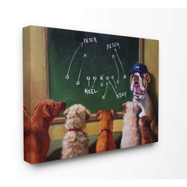 Stupell Industries Dog Football Team New Tricks Practice Painting Canvas Wall Art, 24 x 30, Multi-Color
