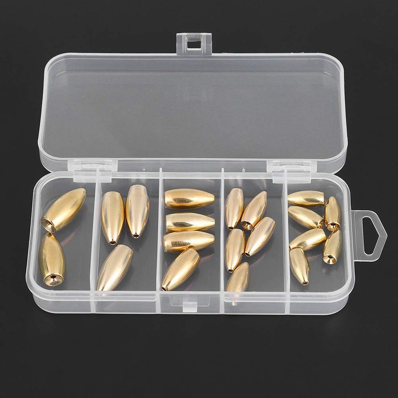20Pcs Fishing Sinkers, Copper Brass Sinker Weights Casting Sinker Kit
