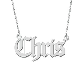 BeautyLiLi Charm Silver Necklace Old English Pendant Name Necklace Jewelry Gifts for Women Chris