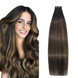 Aison Cinta De Cabello Humano En Extensiones 20 Pulgadas 50G 20 Unids/Paquete Balayage Marrón Oscuro Ombre A Castaño Cinta Ins Extensiones De Cabello Humano Extensiones De Cabello Real Cinta En #2T6P2