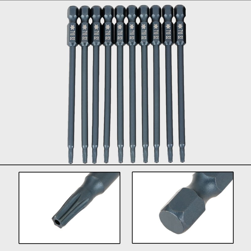 10 Pieces T10 Torx Bit, Torx Screwdriver Set, 100 mm