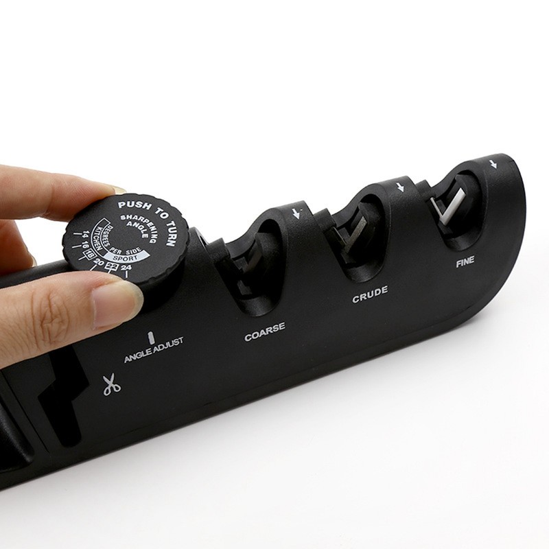 Black 4 Stage Knife Sharpener Adjustable Angle Household Blade Sharpener