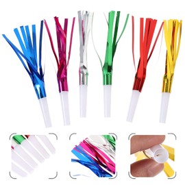 jojofuny 24Pcs Noisemaker Toys, Colorful Party Blowers, Glitter Fringed Metallic Blow Horns Whistles, Blowouts Noise Makers Birthday Favors Toys ( Mixed Color )
