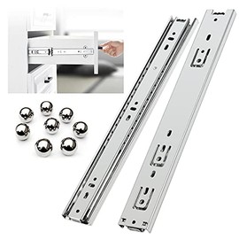 YENUO Full Extension Drawer Slides Side Mount 10 12 14 16 18 20 22 24 Inch Ball Bearing Metal Rails Track Guide Glides Runners Heavy Duty 100 Pound Load Capacity 1 5 10 Pairs (1 Pair, 14 inch)