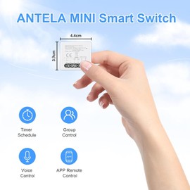 ANTELA Smart Relay Switch WLAN and Bluetooth 2 Channels 10 A, Compatible with Alexa Google Home, Smart Life App, No Hub Required, 2 Pieces
