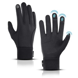 LERWAY Winter Warm Gloves, Touchscreen Non-Slip Thermal Black Gloves Men Women Lightweight for Running, Driving, Cycling,Jogging