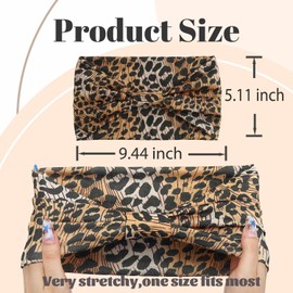 Woeoe Boho Headbands Wide Turban Headband Leopard Printed Hairband Non Slip for Women