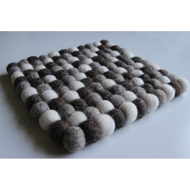 Maharanis Fairtrade Felt Coaster Pot Coaster Pebble Natural Light 22