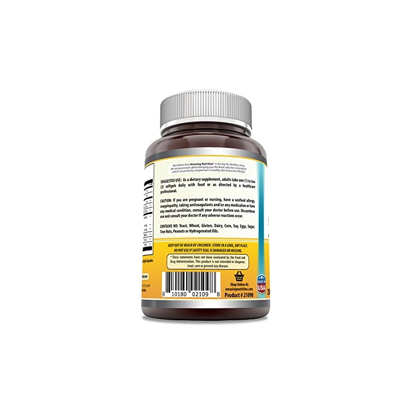 Amazing Nutrition Norwegian Cod Liver Oil, 1000 Mg 250 Softgels