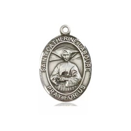 St Catherine Laboure Medal 1" High Sterling on a 20'' Sterling French Rope Chain