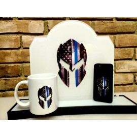 Decals by Haley Thin Blue Line Spartan Helmet Decal Sticker Truck Auto Police Officer Molon Labe