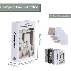 OUTALIZ Fashion Decoration Book, Pack of 4 Decorative Books for Home Decor, Hardcover Blank Display Books, Suitable for Office, Living Room Decoration, Foldable Fake Books