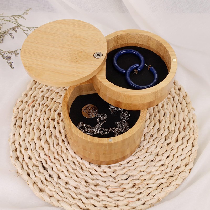 【FSC Certified Product】TAKEMI Bamboo Jewelry Storage Case 3-Tier with Lid,
