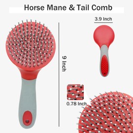 Horse Mane & Tail Combs Horse Brushes Shedding Brush Grooming Tool for Equine Long Haired Dogs (Red)