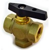 Brass Ball Valve, 3 Way, Female NPT 3/8", Panel Mount